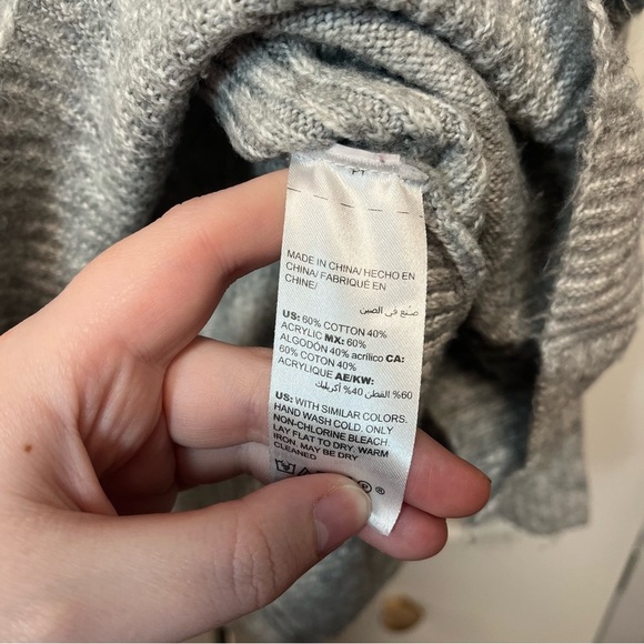 CHICOS Sweater Cotton Blend Knit Round Neck Dolman Sleeve Melange Gray Size 1 M - Picture 4 of 6